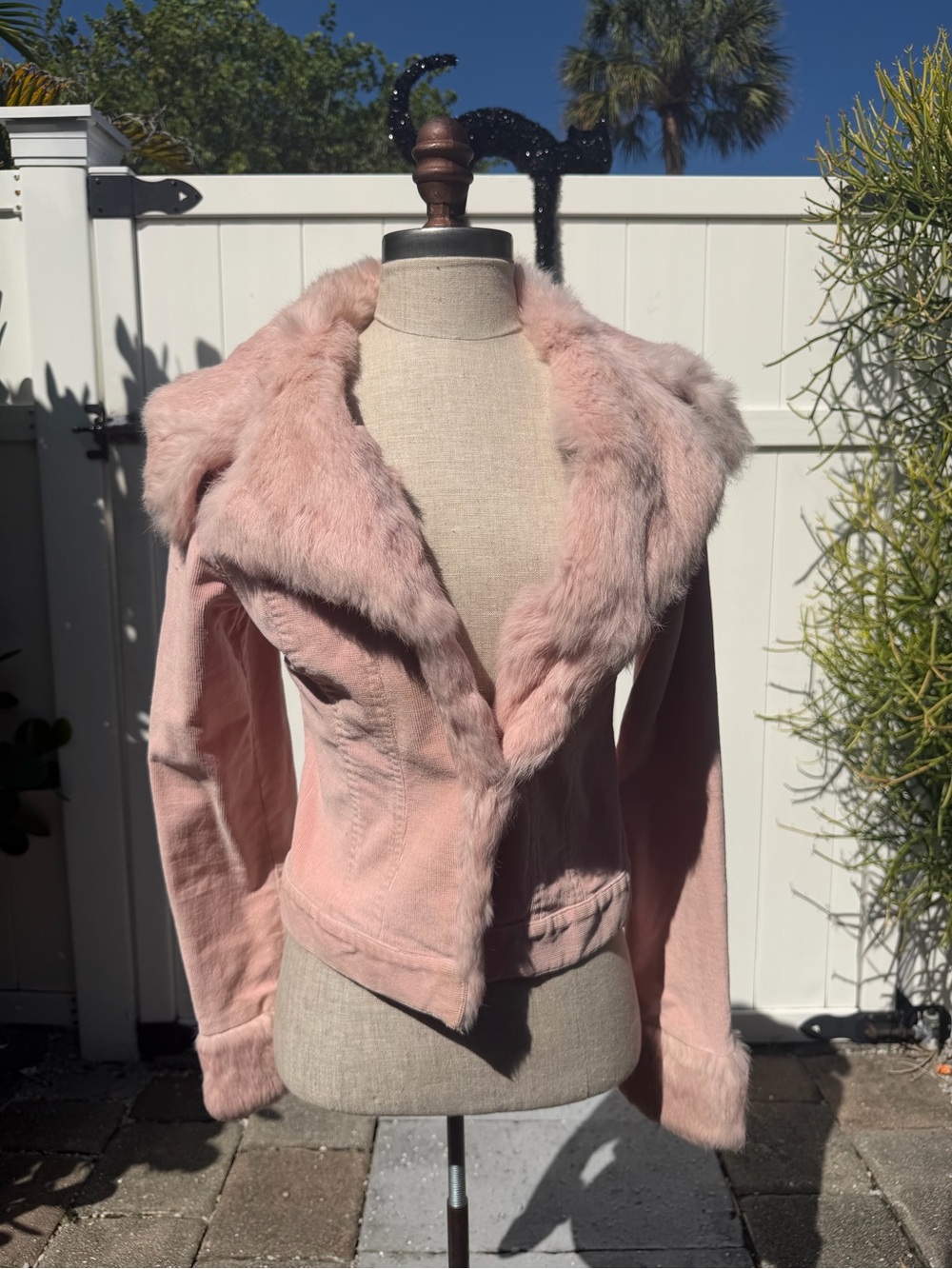 Sheri Bodell y2k Pink Corduroy Jacket - Rabbit Fur Collar Blazer